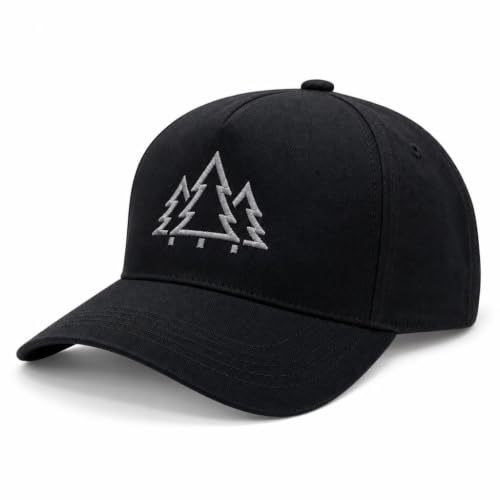 LINDO Trucker Hat [ Pine Tree Design ] for Men and Women: Mid Profile Cap with Adjustable Snap Black/Graphite