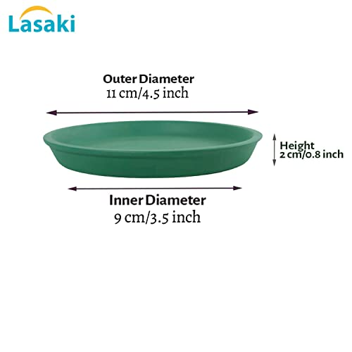 Image of Lasaki Round Ceramic Trays (Plates Saucers) for Pots, planters, Flower, Succulent(Set of 2,deep Jungle,3.5 inch) R3.5(Plants not Included)