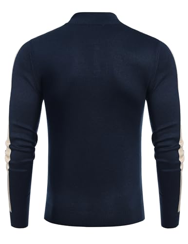 Image of COOFANDY Men's Quarter Zip Up Sweaters Slim Fit Lightweight Mock Pullover