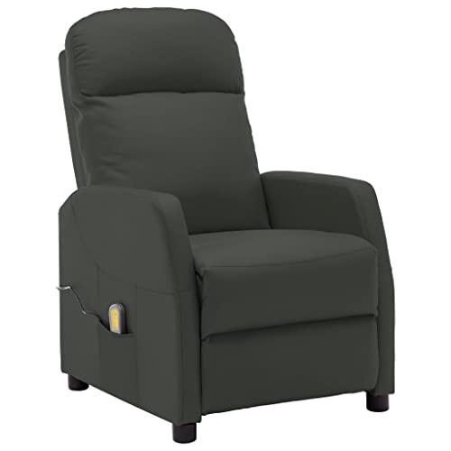 vidaXL Fauteuil de Massage Inclinable TV Fauteuil de Relaxation Electrique Salle de Séjour Salon Intérieur Inclinaison Chauffage Anthracite Similicuir
