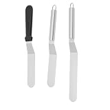 Profi Winkelpalette Set 3-teilig: 2x Edelstahl & 1x Kunststoffgriff Tortenspachtel (15cm & 20cm) - Rostfreier Streichpalette für Torte & Sahne - Hochwertiges Backzubehör zum Dekorieren & Glätten
