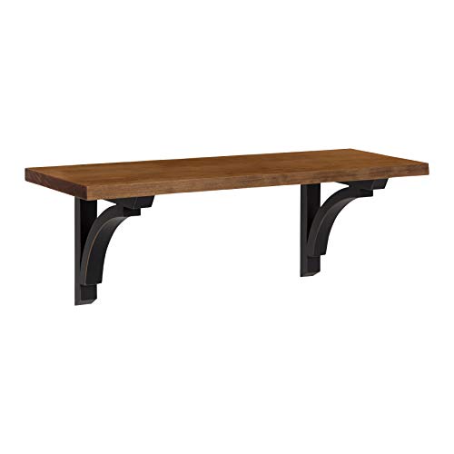 Kate And Laurel Corblynd Traditional Wood Wall Shelf, 24 Inches, Brown With Black Corbels #TOP8