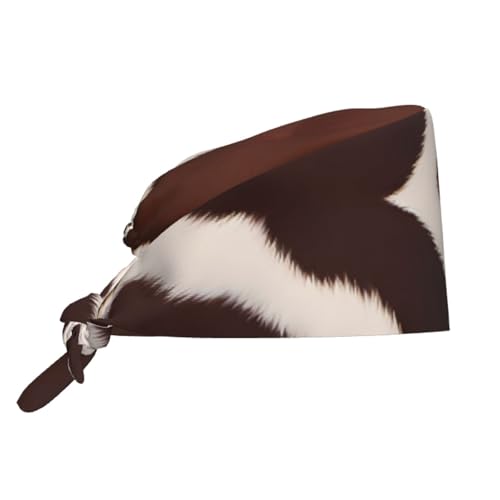 YYHWHJDE Breathable Work Hat red Brown Cowhide Prints Adjustable Comfortable Chef Hat for Women & Men