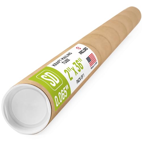 Tube d'expédition en papier kraft renforcé 5,1 x 91,4 cm avec capuchons