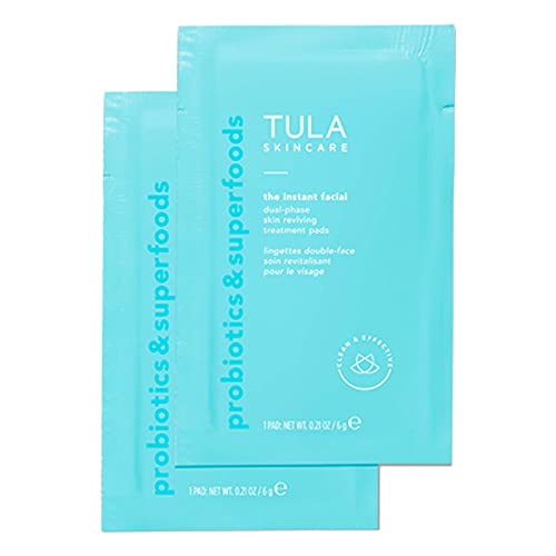 FIYY6VC TULA Probiotic Skin Care Dual-Phase Reviving Treatment Pads - 6 Pack, Instant Facial Pads, Smooth and Brighten Skin