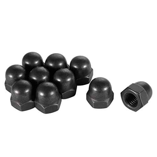 uxcell Hex Cap Nuts - 10Pcs M10 Dome Nuts Carbon Steel Hexagon Decorative Cap Nut for Screws Bolts Black