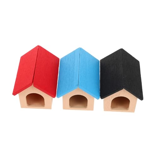 KOMBIUDA 3 Stück Teiliges Miniatur Hundehaus aus Holz Robustes Realistisches Puppenhaus Haustierzubehör Niedlicher Vielseitiger Mini-hundekennel für Puppenhaus Garten und Spielsets