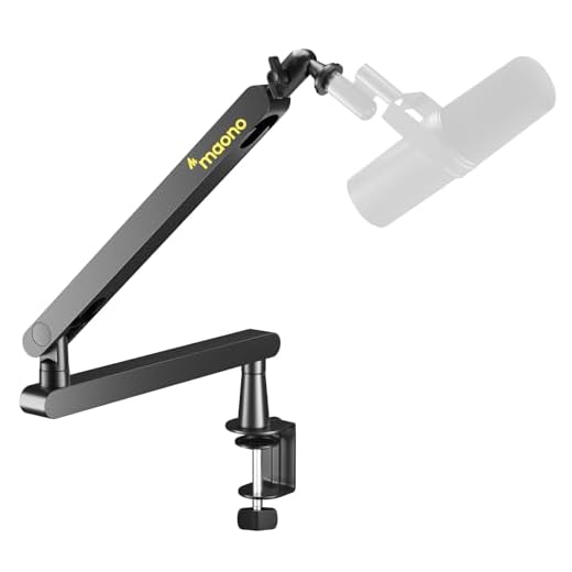 MAONO Microphone Arm, Mic Boom Arm with Cable Management Channels, Desk Clamp, Versatile Mounting, and Fully Adjustable, Heavy Duty Microphone Stand for Podcast (Low Profile (BA92 Black))