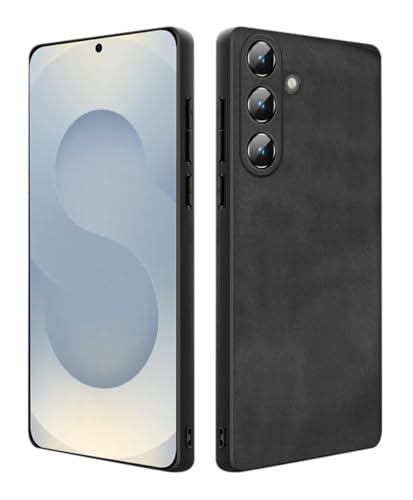 Coque luxueuse Samsung S25 Plus cadeau idéal cuir daim noir