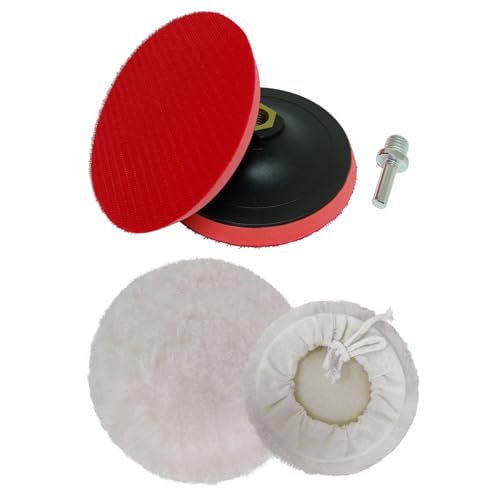Kit para Polimento com Boina Lã de Carneiro + Disco 125mm + Adaptador Furadeira