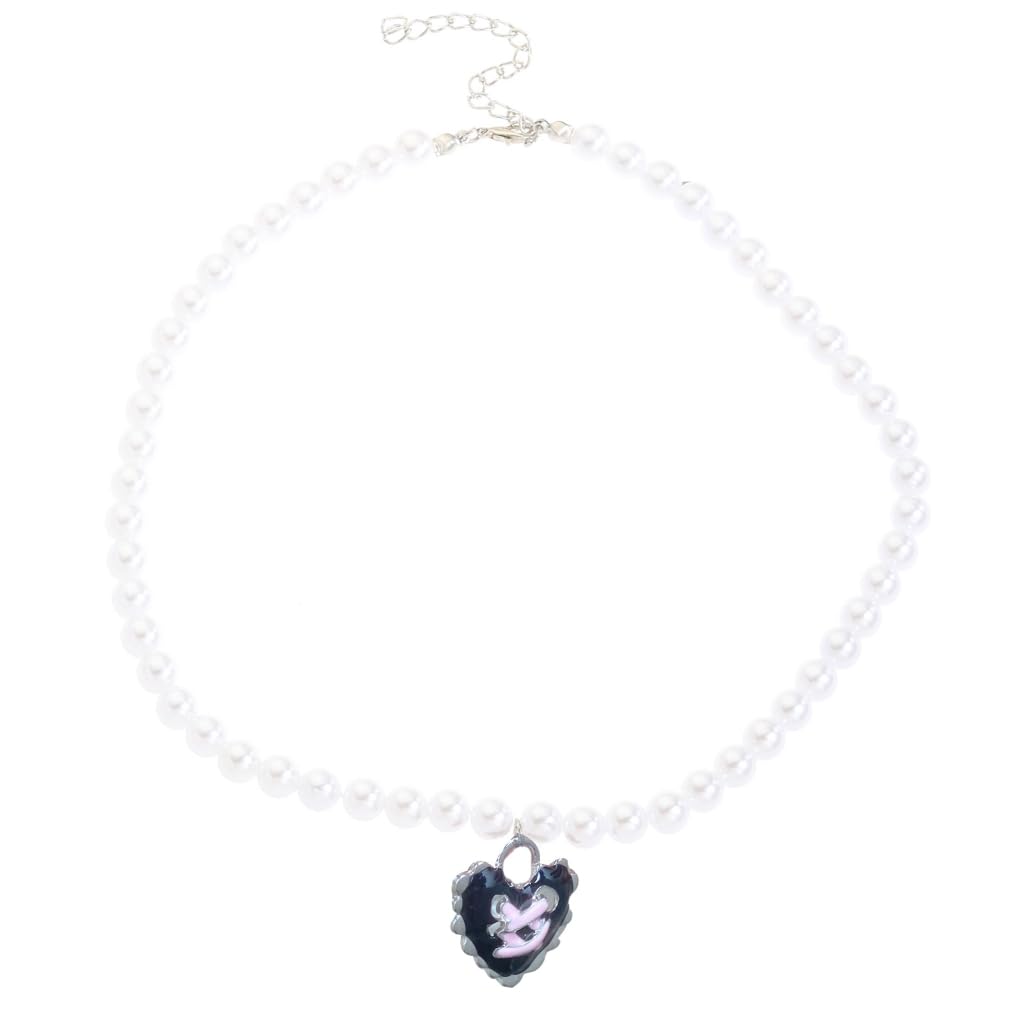 Collier imitation perle réglable cadeau idéal motif chat coeur - 8