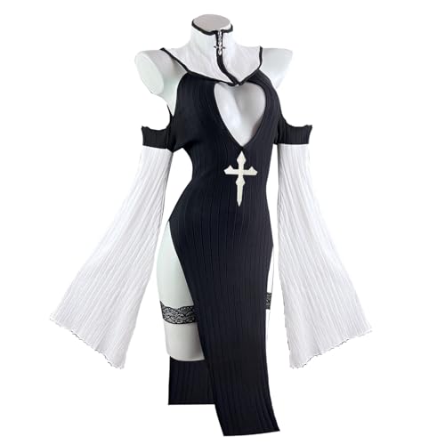 KORURACLUB Cosplay nun costume sexy nun anime Cosplay lingerie Sexy Sister Adult Costume (Black L-XL)