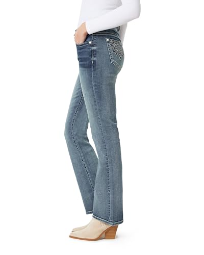 Image of WallFlower Bling Back Pocket Bootcut Jeans for Women, Luscious Curvy Fit, Embellished Mid-Rise Insta Stretch Denim
