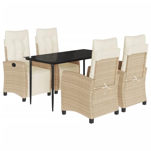 vidaXL Set Comedor de jardín 5 pzas con Cojines ratán sintético Beige