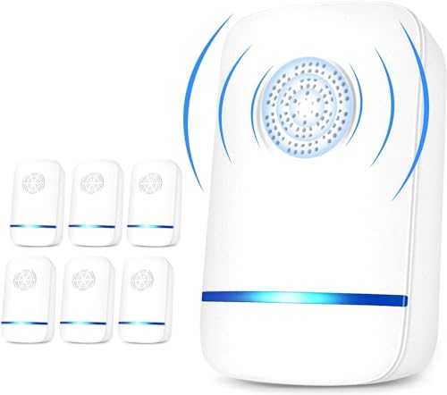 Repelente ultrasónico de plagas, 6 paquetes, repelente de plagas ultrasónico enchufable para control de plagas de insectos, ratones, arañas, hormigas, insectos, cucarachas, interiores, para el hogar