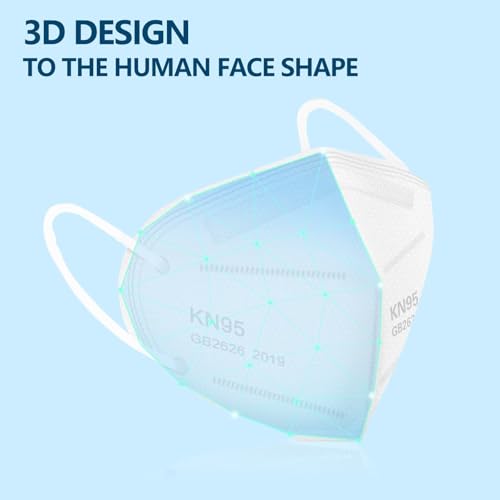 Image of 50PCS KN95 Face Masks Breathable Disposable Mask 5 Layer Cup Dust Safety Filter Efficiency≥95% with Elastic Ear Loops and Nose Bridge Clip(White)