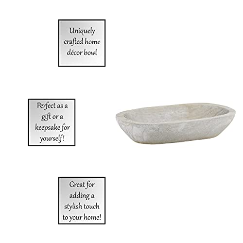 Santa Barbara Design Studio Table Sugar Hand Carved Paulownia Wood Dough Bowl, Small, Grey - Thumbnail 4