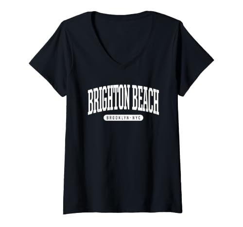 Women's NYC Borough Brooklyn New York Brighton Beach V-Neck T-Shirt