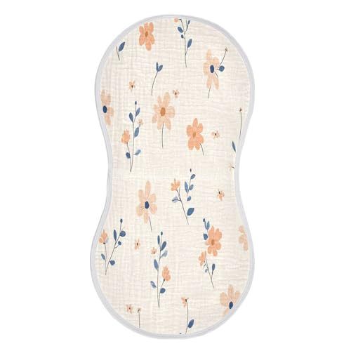 Small Flowers Burp Cloths Cotton Baby Washcloths,Large 22x11in Burping Cloth Absorbent and Soft for Newborn Baby Boys and Girls,2 Pack