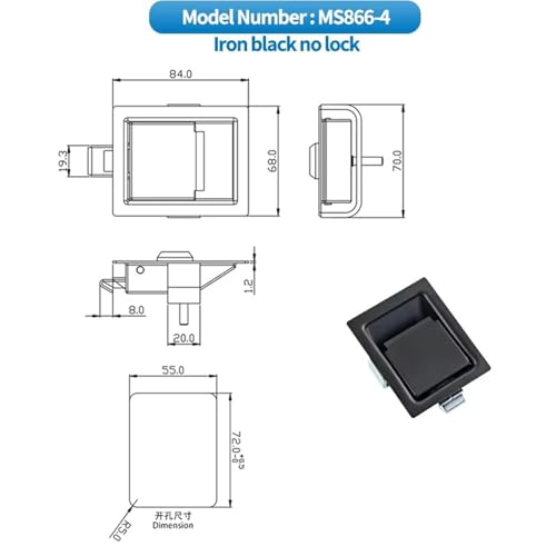 Serrure de porte industrielle en fer noir pour boîtier de distribution - 3