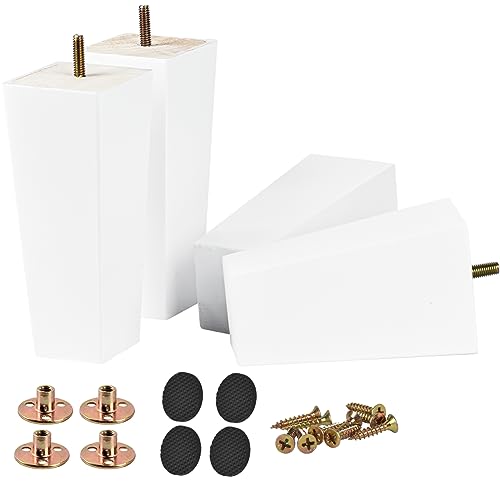Btowin 8 inch Solid Wood Furniture Legs, 4Pcs Mid-Century Modern Wooden Pyramid Replacement Feet with Threaded 5/16'' Hanger Bolts & Mounting Plate & Screws for Sofa Couch Chair Recliner by Btowin - Used condition - US$23.98