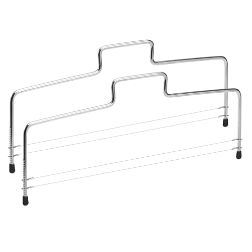 Diffaxy 2 Stück Tortenschneider, Doppellagiger Schneiddraht Professioneller Kuchenschneider aus Edelstahl 32 cm, Tortensäge-Draht höhenverstellbar für gleichmäßige Tortenschichten