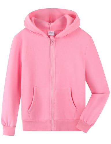 Image of Spring&Gege Youth Solid Fleece Hoodies Soft Full Zip Hooded Sweatshirts for Children (3-12 Years)
