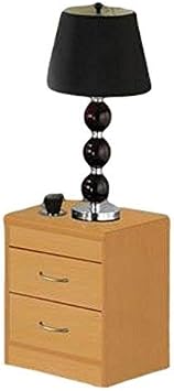 Hodedah 2 Drawer Nightstand, Beech, 21.65 in x 48.03 in x 72.83 in