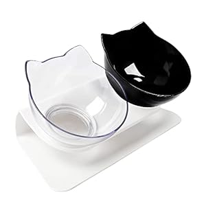 Futternapf Katze Erhöht,Katzenfutter 15 ° Kippbare katzennäpfe Doppelter Futternäpfe Katzenfutter Katzenfutterschale Futternapf für Katze Welpe Futter und Wasser