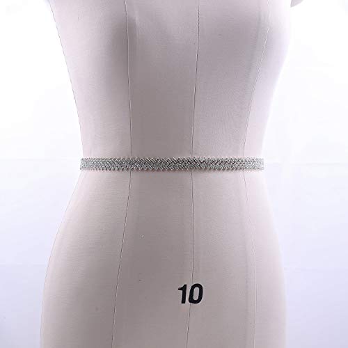 Sliver Rhinestone Bridal Belt Sash Crystal Headband Wedding Belt for Bride Bridesmaid Dress4