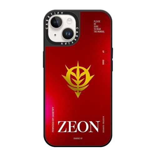 CASETiFY MagSafe �Ή��~���[ iPhone 14 �P�[�X [���ː� / 1.5m����̗����������N���A / Gundam Co-Lab] - �V���o�[ (�u���b�N�o���p�[) - ZEON