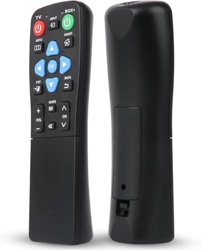 XGBFH Universal Big Button Remote for Seniors, Elderly, 2-Device Control - Learning Functions, Use for TV, Streaming Box, Soundbar Audio Recevier, DVD/VCR/SAT Device & DVD, Dementia Friendly GiFeets