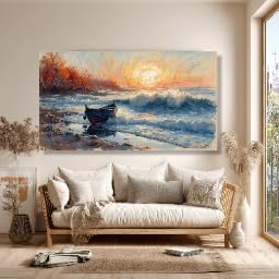 Coucher de soleil en bord de mer pour illuminer un mur sombre
