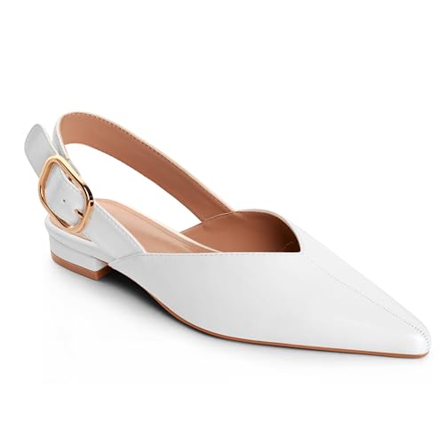 Image of Slingback Flat Shoes for Women Pointed Closed Toe Flat Mule Sandals Casual Comfortable Office Dressy Shoes