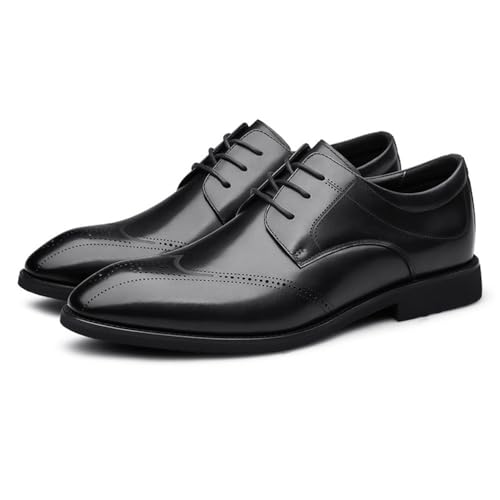 Men's Lace up Elevator Leather Dress Shoes Autumn Winter Business Black Comfortable Soft Sole Office Wedding Dad Work Footwear3