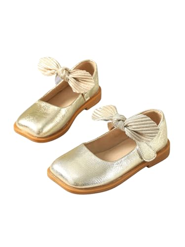 GORGLITTER Girl's Dress Shoes Bow Cute Ballerina Flat Sandals Close Toe Flats