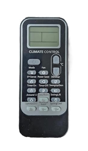 Image of Compatible for Whirlpool 1.5 Ton 5 Star Split Ac Remote No 192 (Climate Control, 6th Sense, Dimmer, Summer Chill, Monsoon Fresh, Spring Cool Button), Black