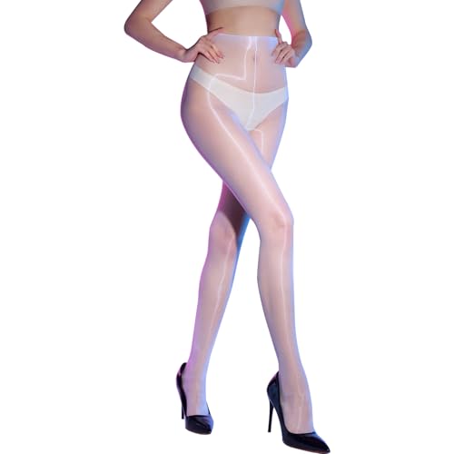Image of Women's Oil Shiny Pantyhose 3 Denier Ultra-Thin Sheer Tights Silky Control Top Stockings
