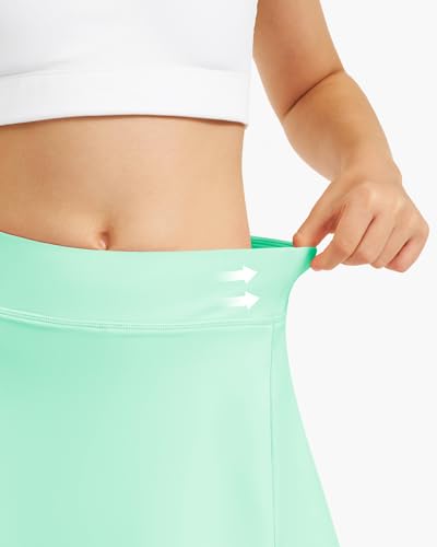 Stelle Girls Tennis Skirts with Pockets Athletic Skorts Inner Shorts High Waisted Sports Golf Running Skirt（Mint Green,S） — view 3