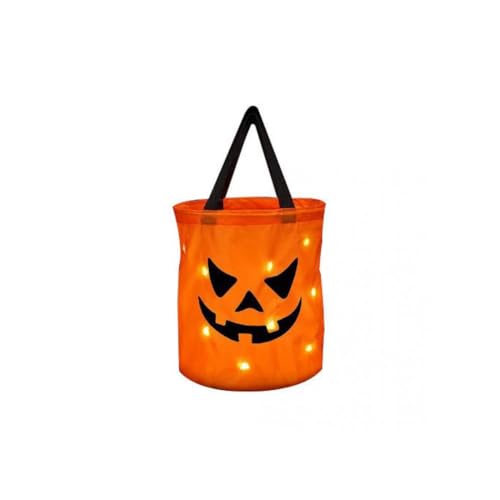 ハロウィン お菓子袋 かぼちゃ バケツ LED ライト付き お菓子入れ 手提げ袋 キャンディーバッグ パンプキンバッグ グッディーバッグ ラッピングバッグ ハンドル付き バスケット かぼちゃ 霊 魔女 こうもり クモ 飴入れ ハロウィン かぼちゃ バケツ 飾り カボチャバケツ 小道具 写真小道具 ハロウィーン飾り (B)のサムネイル