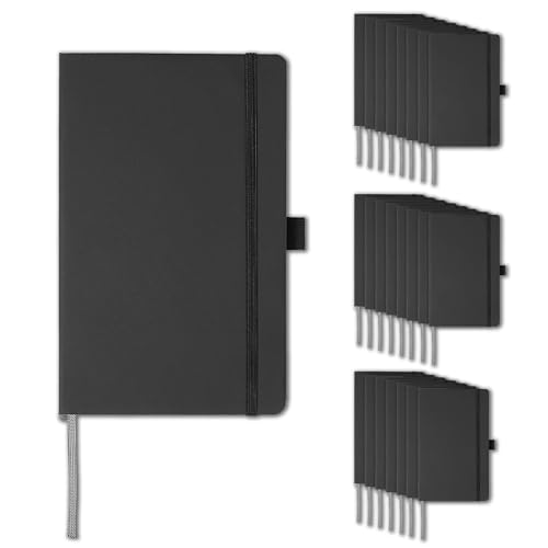Image of Amazon Basics Classic Lined Notebook, Hardcover, 240 Pages, Pen Holder, 5 inch x 8.25 inch, Black, 24 Pack, Unbranded (MOD SKU: NH130210120V-R)