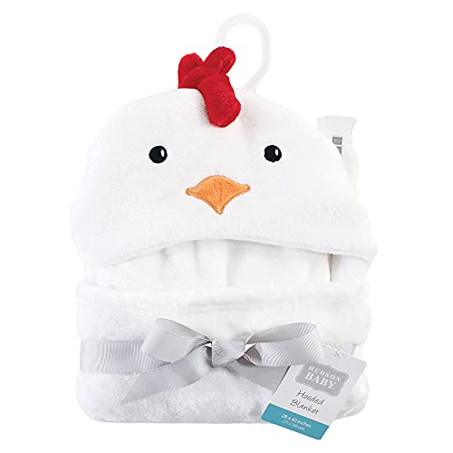 Image of Hudson Baby Unisex Baby and Toddler Hooded Animal Face Plush Blanket, Chicken, One Size