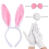 TGKEAIY 4 Pièces Ensemble Déguisement de Lapin, Costume de Lapin Rose pour Adultes, Oreill...