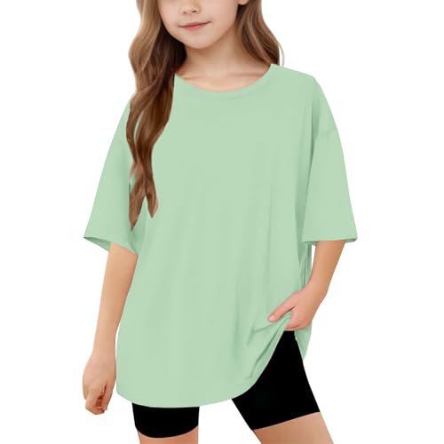 Oversized Shirts for Boys and Girls, Kids Fashion Solid Color Tops Short Sleeve Crewneck Basic T-Shirts