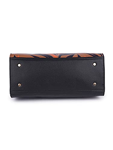 Image of LAPIS O LUPO Women Fashion Leaf Print Design Handbags Synthetic Leather Top Handle Satchel Purse With Sling