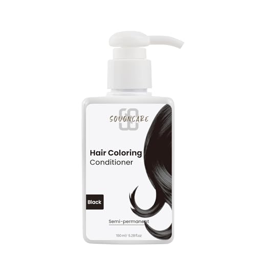 SOVONCARE Hair Color Depositing Conditioner Black Semi-Permanent Tint for Colored Hair 5.28 OZ Vibrant Results in 10 Mins Cruelty-Free Haircare