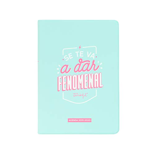 Mr Wonderful 2019/20  Semanal - Agenda Clásica 'Se Te Va a Dar Fenomenal', 12 x 17,2 x 1,9 cm, 160 Páginas, Azul