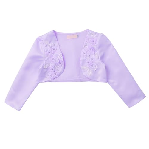 YEAHDOR Kids Flower Girls Shrug Bolero Long Sleeve Floral Embroidery Pageant Wedding Cardigan Dress Cover Up3