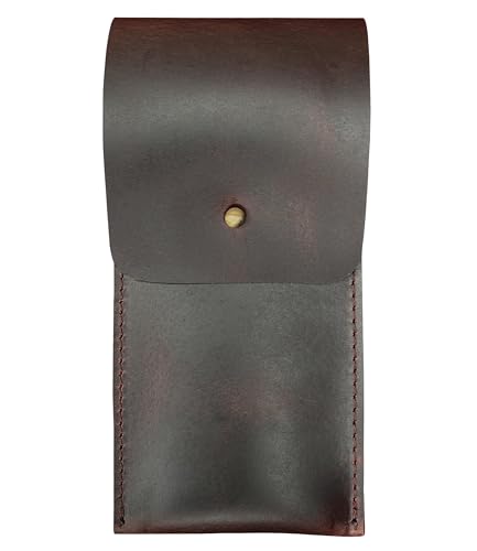 Image of RUSTIC TOWN Leather Pen Case - Handmade Full-Grain Leather Pen Pencil Holder - Minimalist Pen Protective Sleeve Cover - Practical Pencil Pouch for Work & Office
