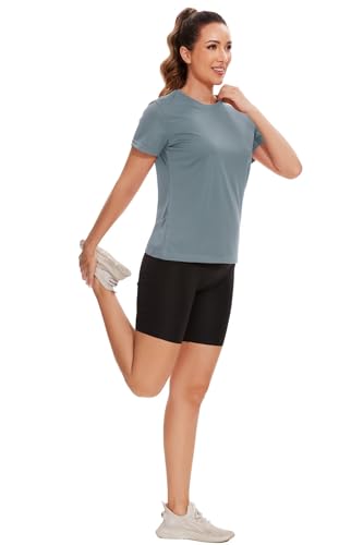 6 Pack Workout Tops for Women Short Sleeve UPF Sun Protection Athletic T Shirts Quick Dry Tennis Yoga Running Crew Neck Tee4